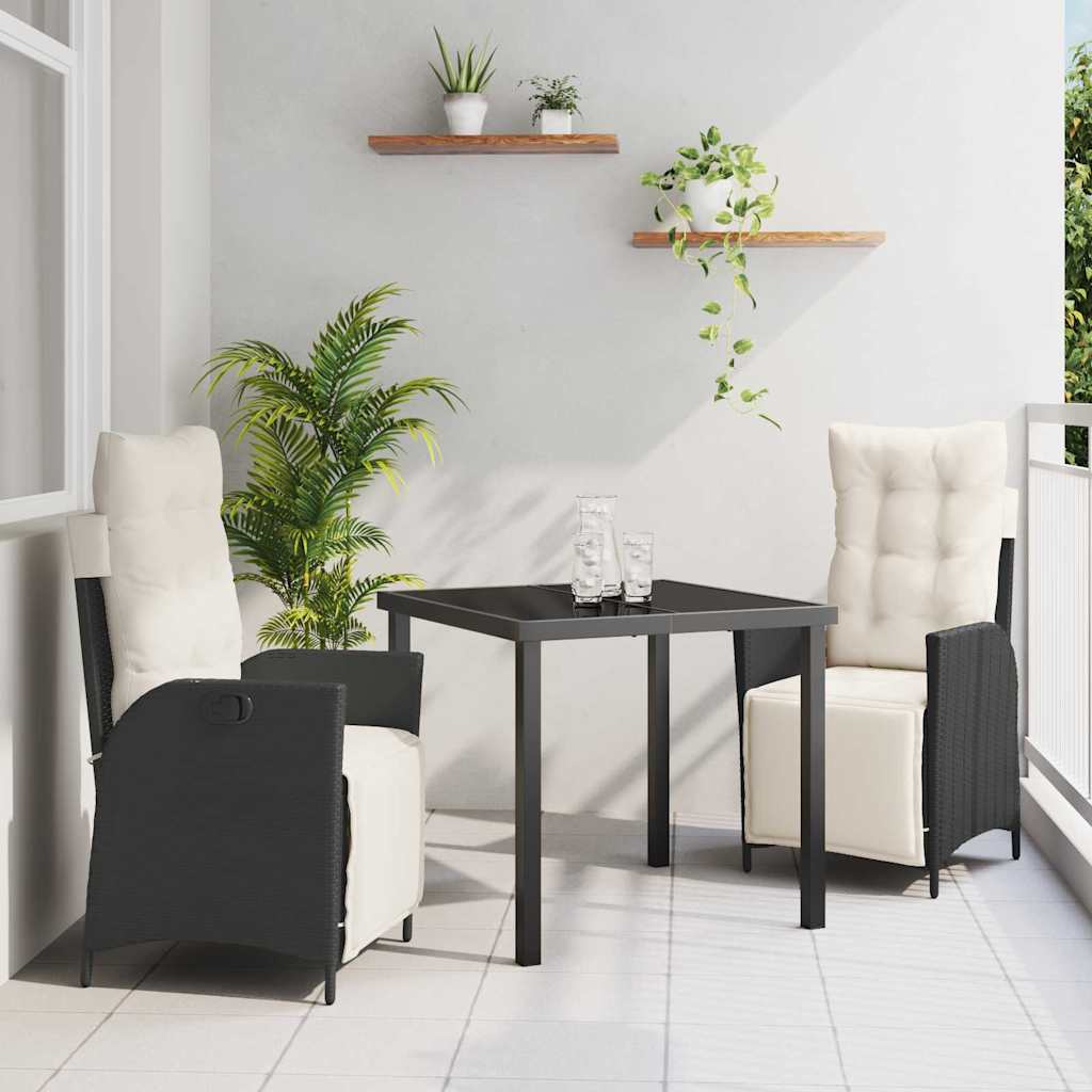 3-Piece Garden Dining Set Beige Synthetic Rattan