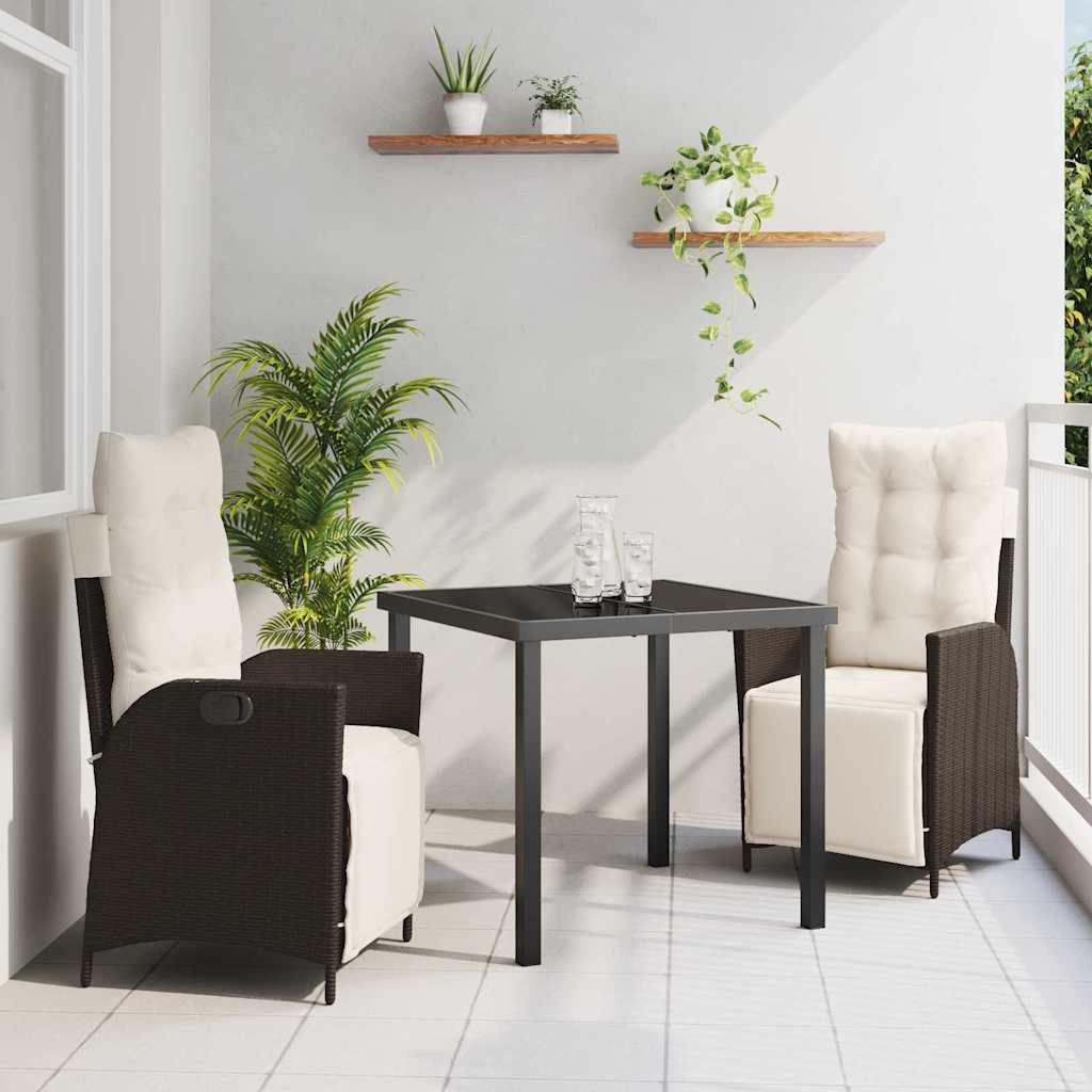 3-Piece Garden Dining Set Beige Synthetic Rattan