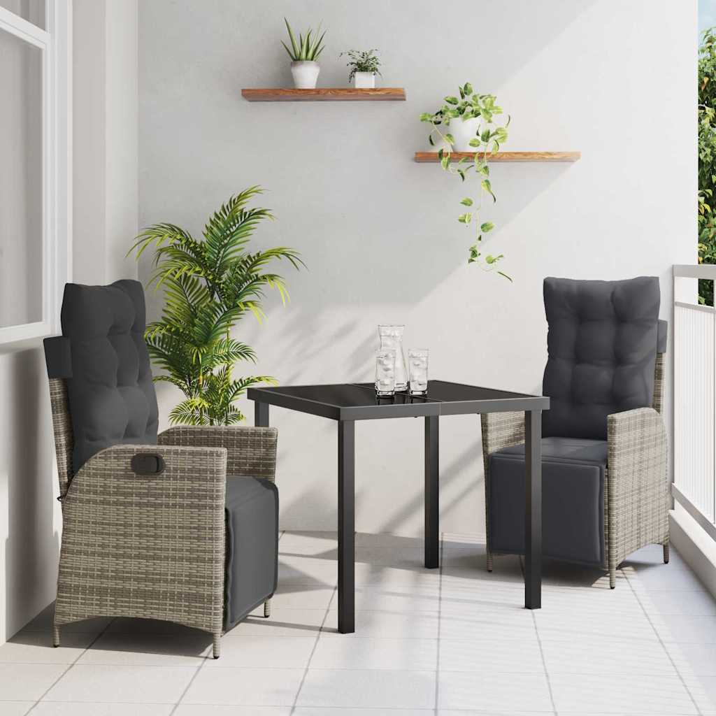 3-Piece Garden Dining Set Beige Synthetic Rattan