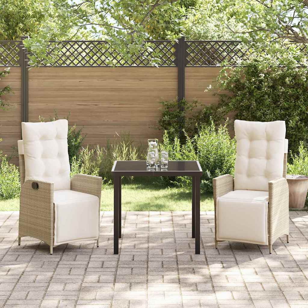 Conjunto de Comedor de Jardín 3 pcs Beige ratán sintético