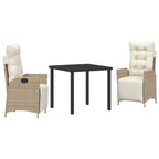 Conjunto de Comedor de Jardín 3 pcs Beige ratán sintético
