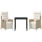 Conjunto de Comedor de Jardín 3 pcs Beige ratán sintético