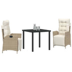 Conjunto de Comedor de Jardín 3 pcs Beige ratán sintético