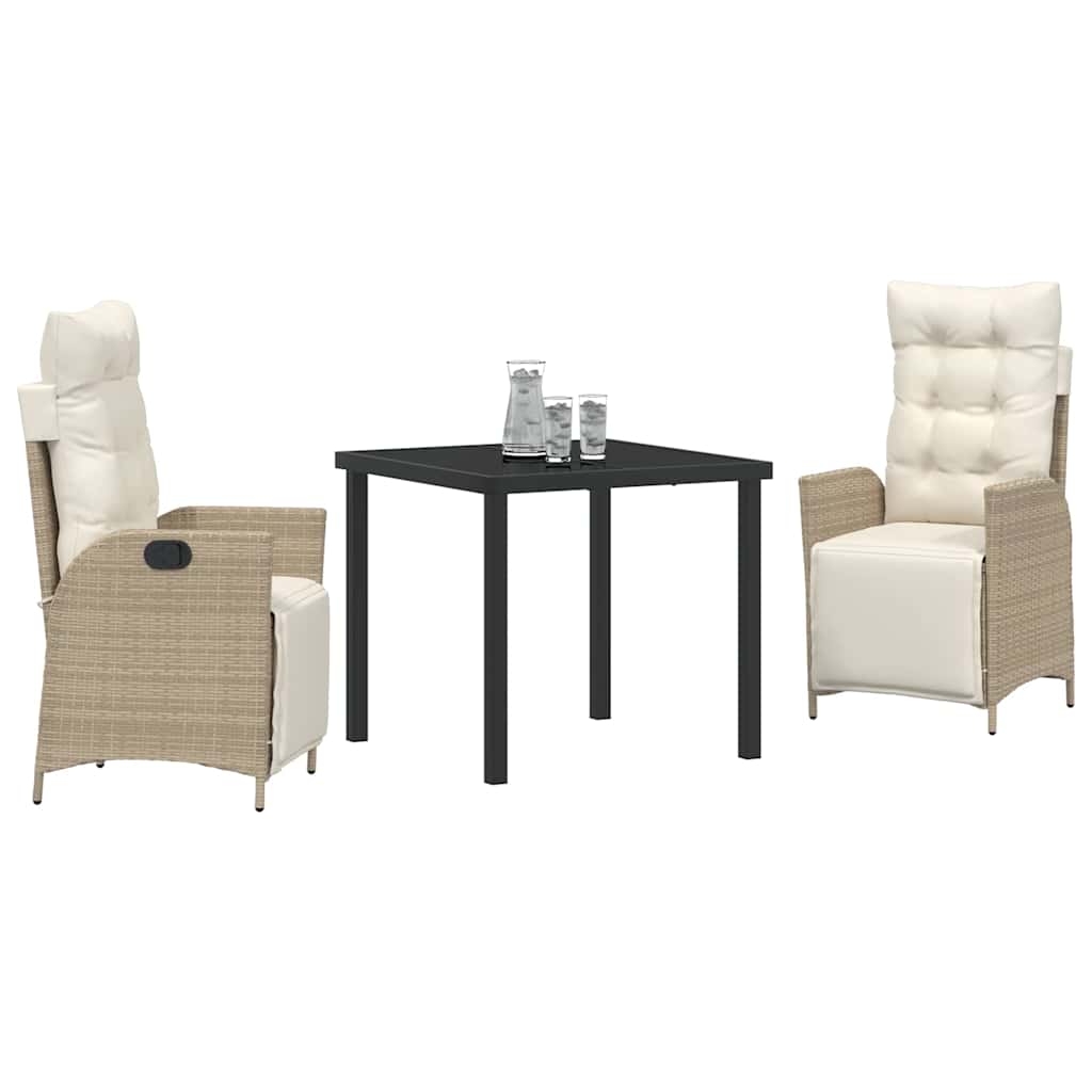 Conjunto de Comedor de Jardín 3 pcs Beige ratán sintético