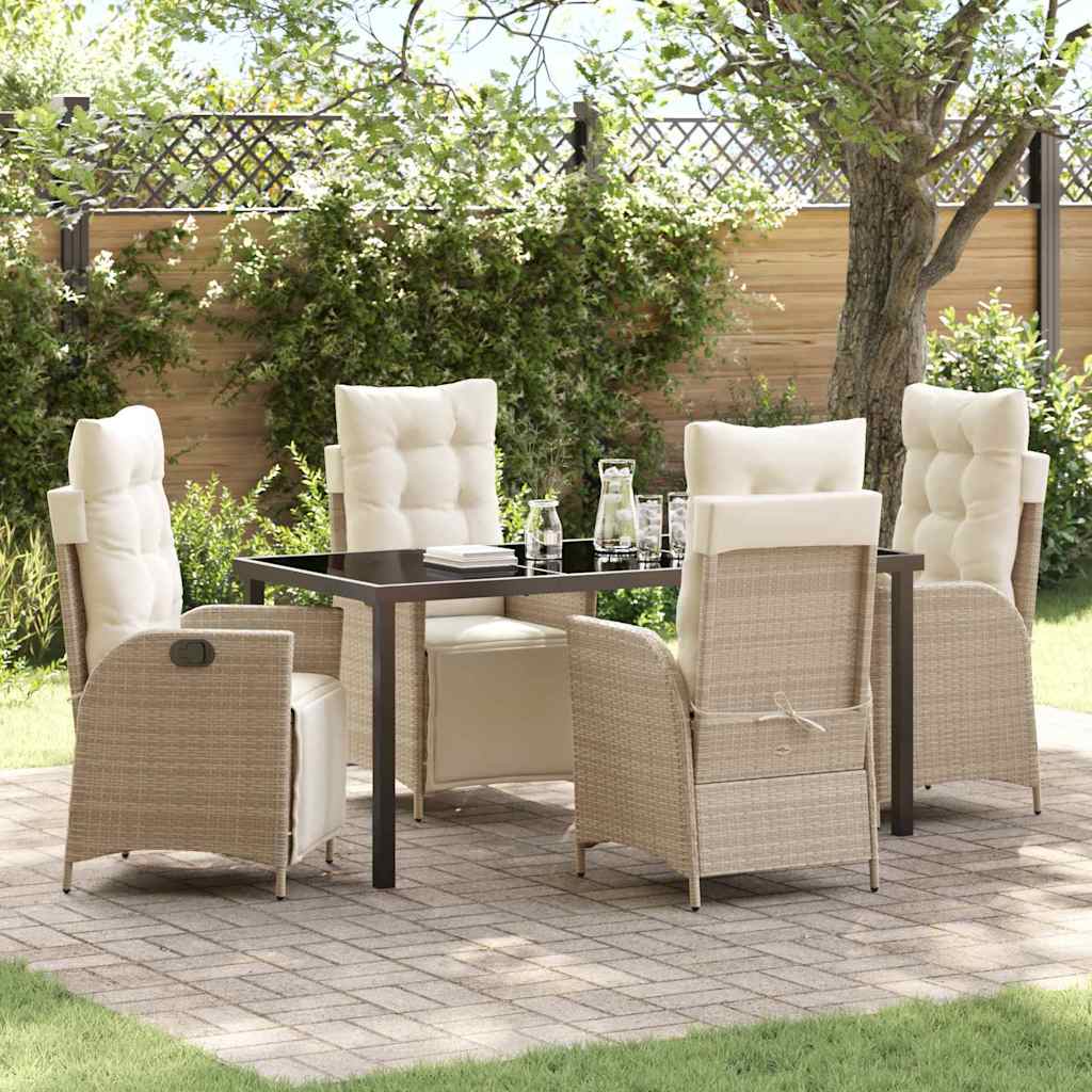 3-Piece Garden Dining Set Beige Synthetic Rattan