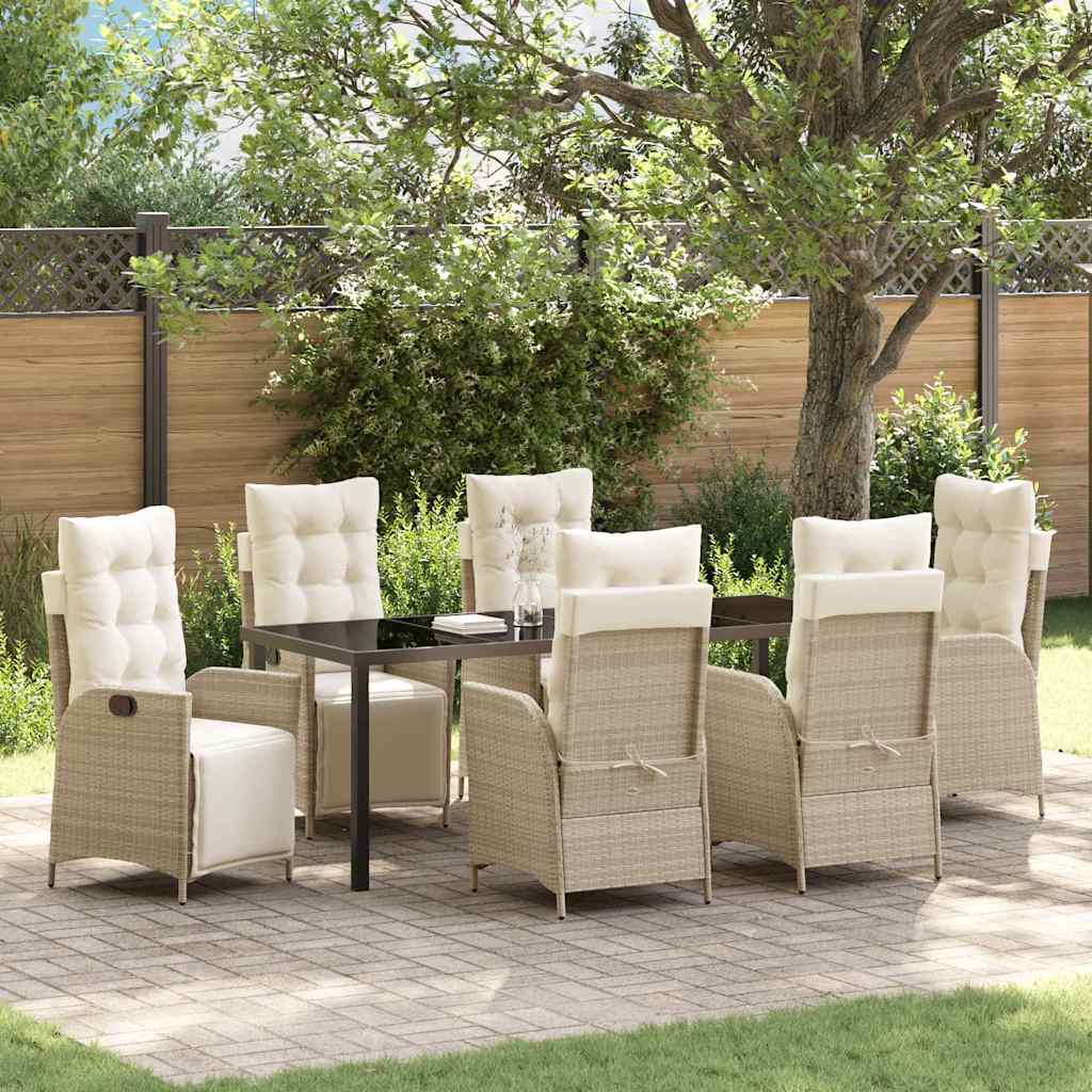3-Piece Garden Dining Set Beige Synthetic Rattan