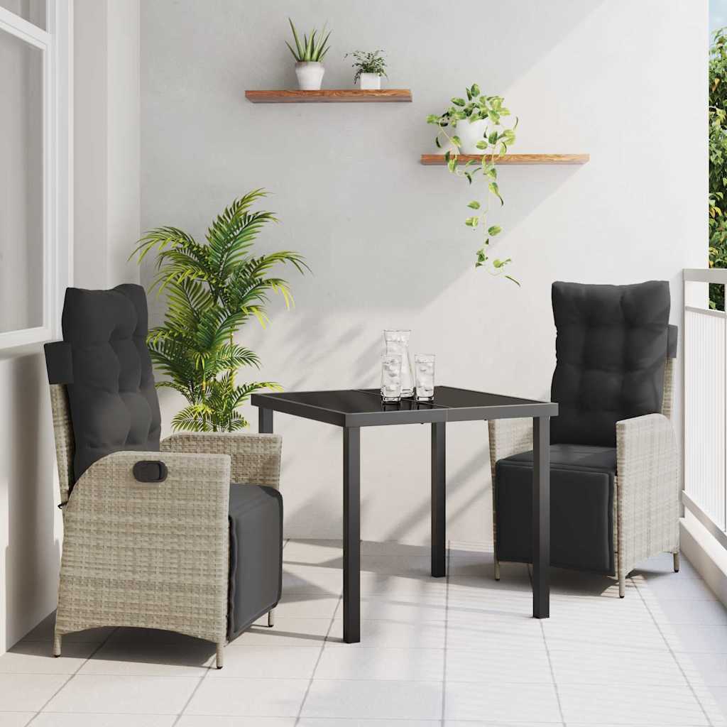 3-Piece Garden Dining Set Beige Synthetic Rattan