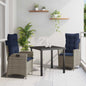 Conjunto de Comedor de Jardín 3 pcs Gris y Negro Ratán