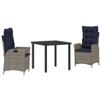 Conjunto de Comedor de Jardín 3 pcs Gris y Negro Ratán