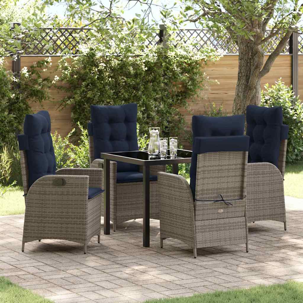 Conjunto de Comedor de Jardín 5 pcs Gris y Negro Ratán
