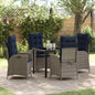 Conjunto de Comedor de Jardín 5 pcs Gris y Negro Ratán