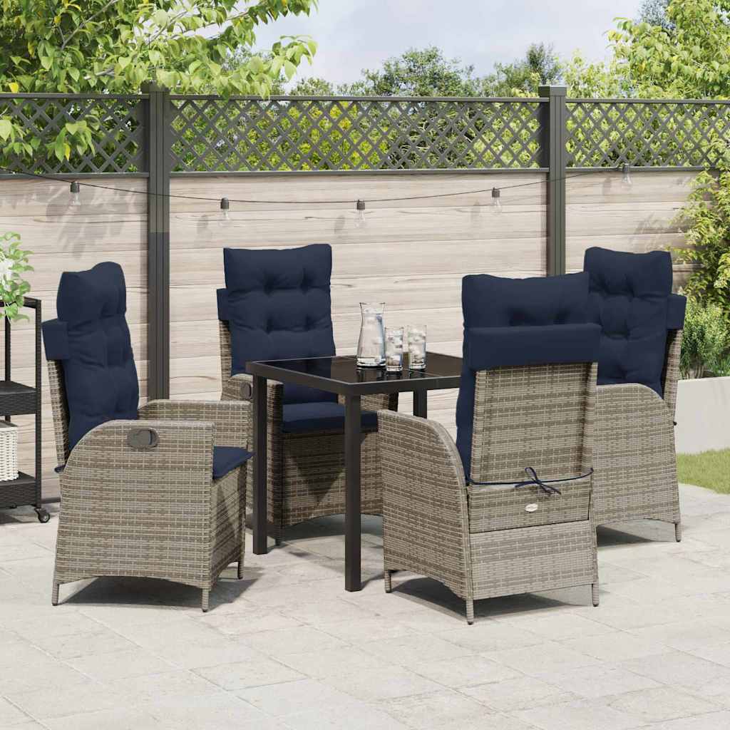 Conjunto de Comedor de Jardín 5 pcs Gris y Negro Ratán