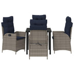 Conjunto de Comedor de Jardín 5 pcs Gris y Negro Ratán