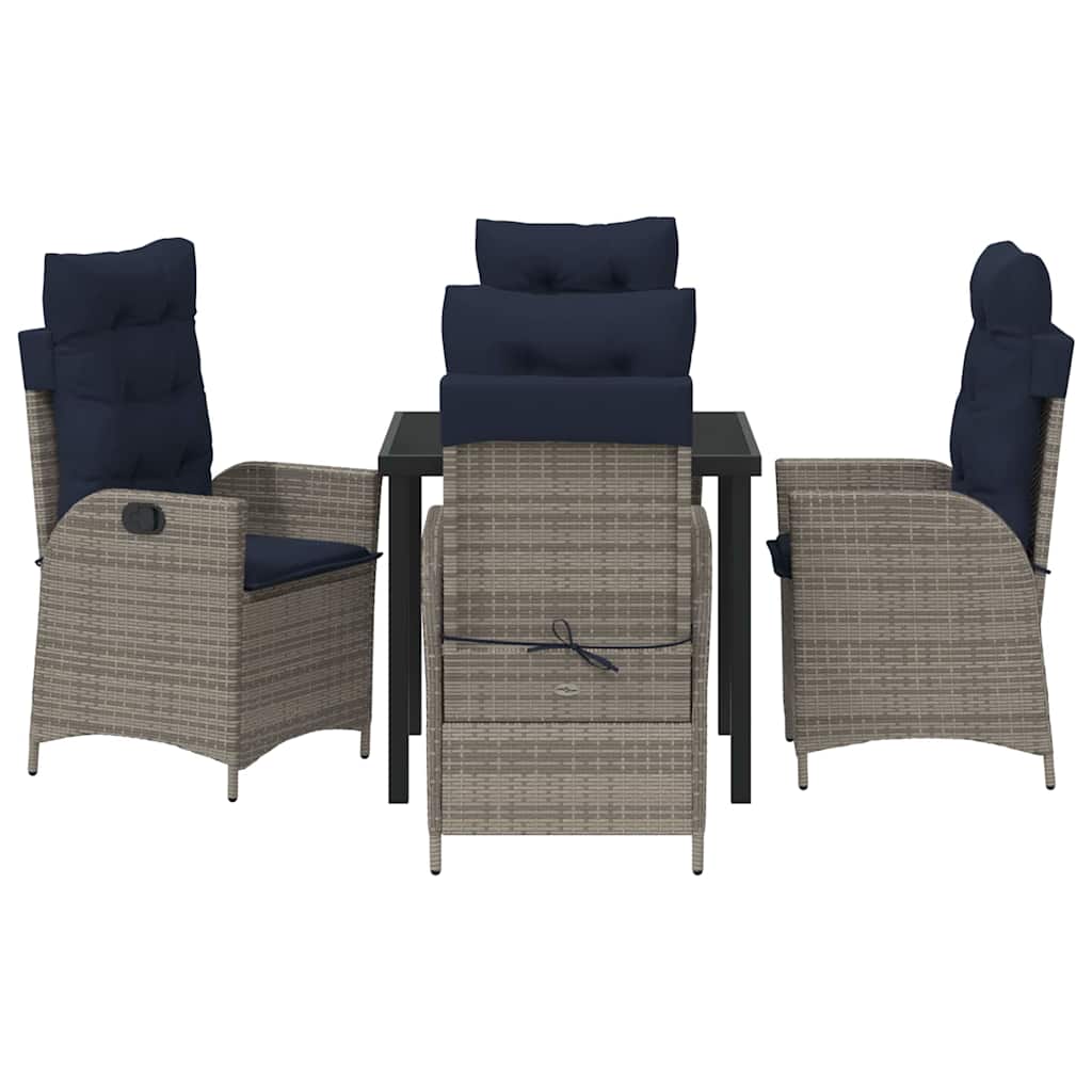 Conjunto de Comedor de Jardín 5 pcs Gris y Negro Ratán