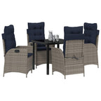 Conjunto de Comedor de Jardín 5 pcs Gris y Negro Ratán