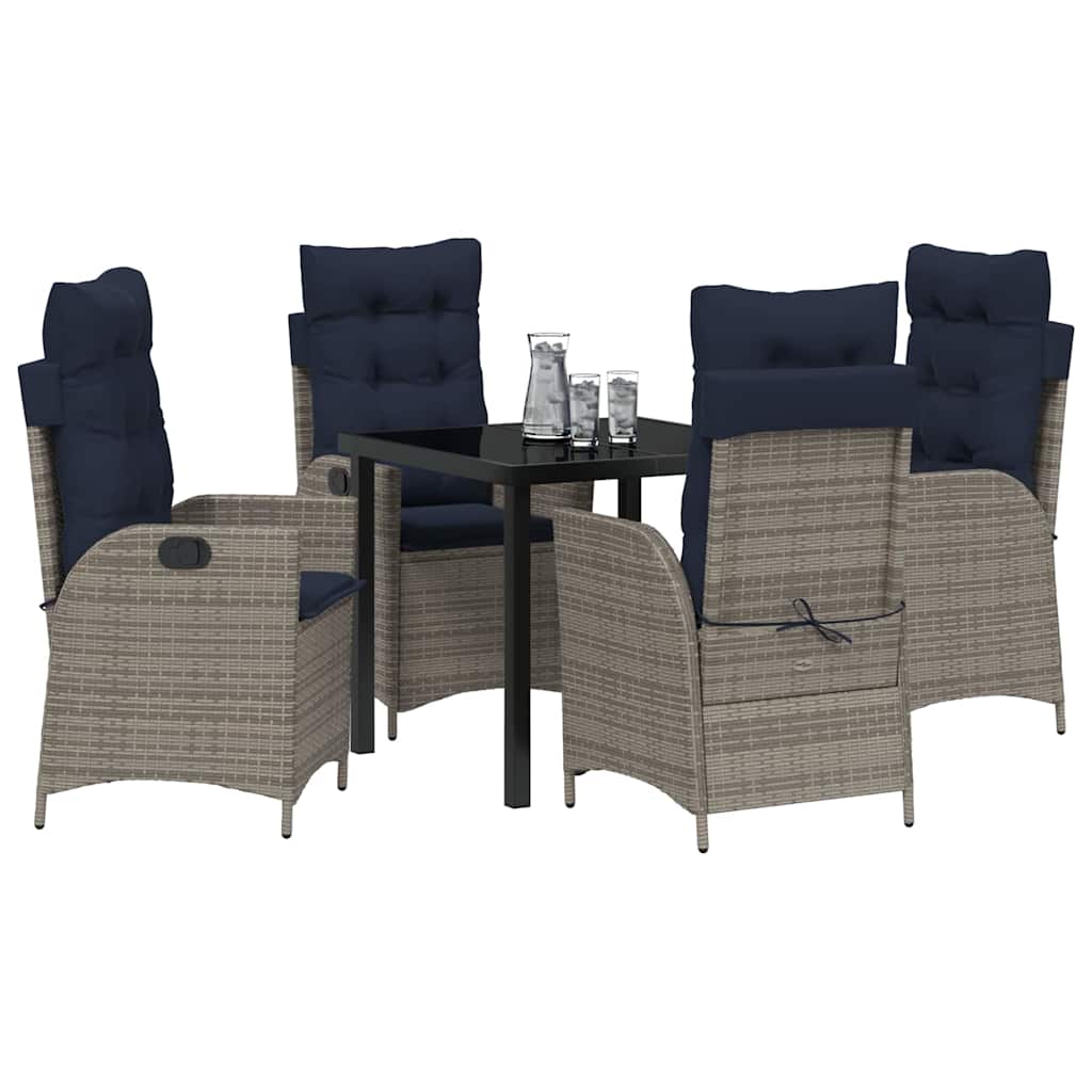 Conjunto de Comedor de Jardín 5 pcs Gris y Negro Ratán