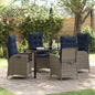 Conjunto de Comedor de Jardín 5 pcs Gris y Negro Ratán