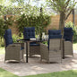 Conjunto de Comedor de Jardín 5 pcs Gris y Negro Ratán