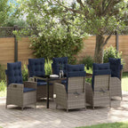 Conjunto de Comedor de Jardín 7 pcs Gris y Negro Ratán