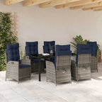 Conjunto de Comedor de Jardín 7 pcs Gris y Negro Ratán