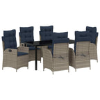 Conjunto de Comedor de Jardín 7 pcs Gris y Negro Ratán