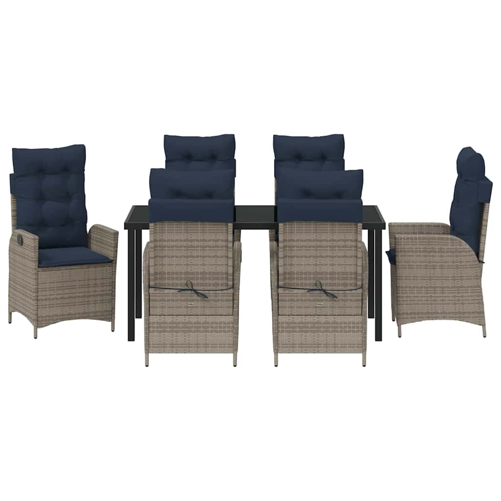 Conjunto de Comedor de Jardín 7 pcs Gris y Negro Ratán