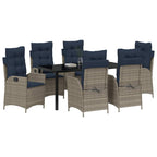 Conjunto de Comedor de Jardín 7 pcs Gris y Negro Ratán