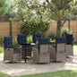 Conjunto de Comedor de Jardín 7 pcs Gris y Negro Ratán