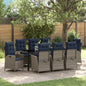 Conjunto de Comedor de Jardín 9 pcs Gris y Negro Ratán