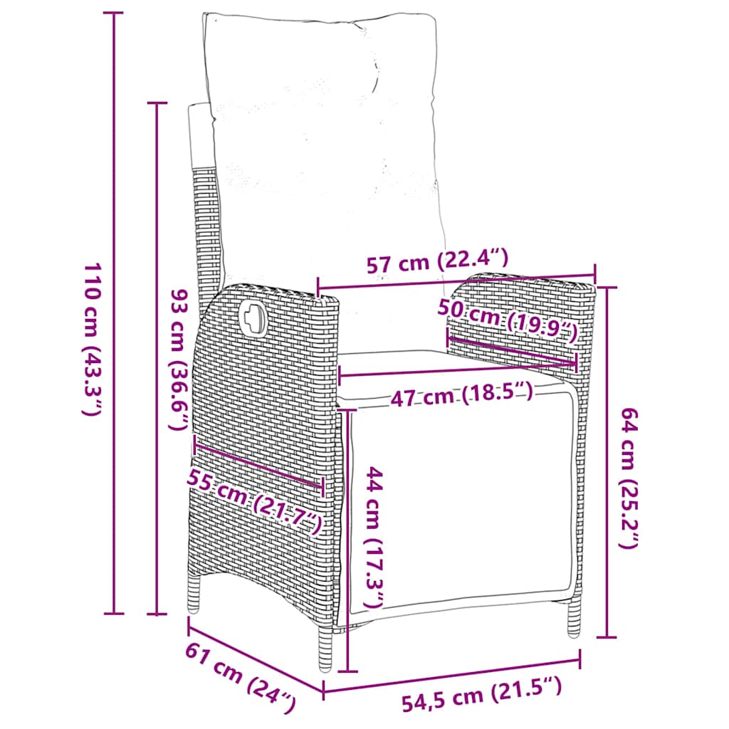 Conjunto de Comedor de Jardín 9 pcs Gris y Negro Ratán