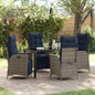 Conjunto de Comedor de Jardín 5 pcs Gris y Negro Ratán