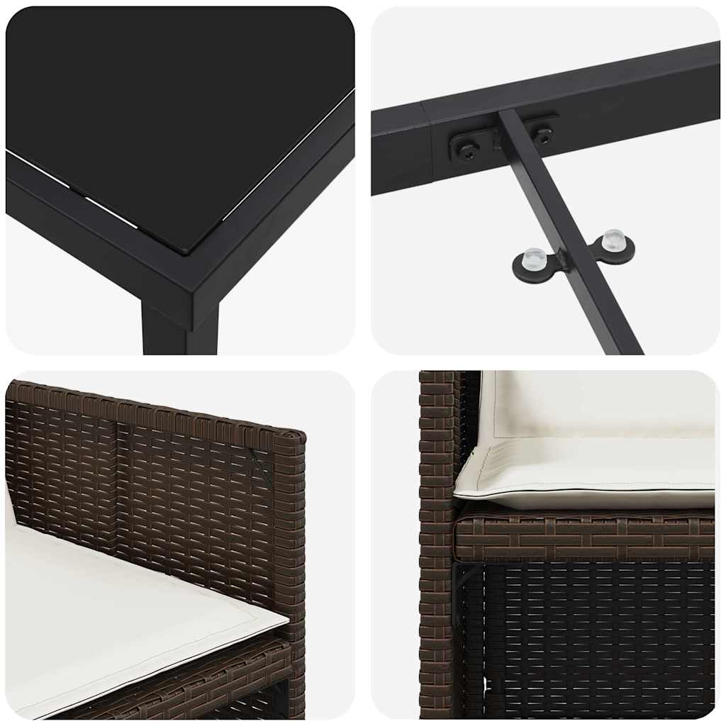 Conjunto de Comedor de Jardín 5 pcs Marrón ratán sintético