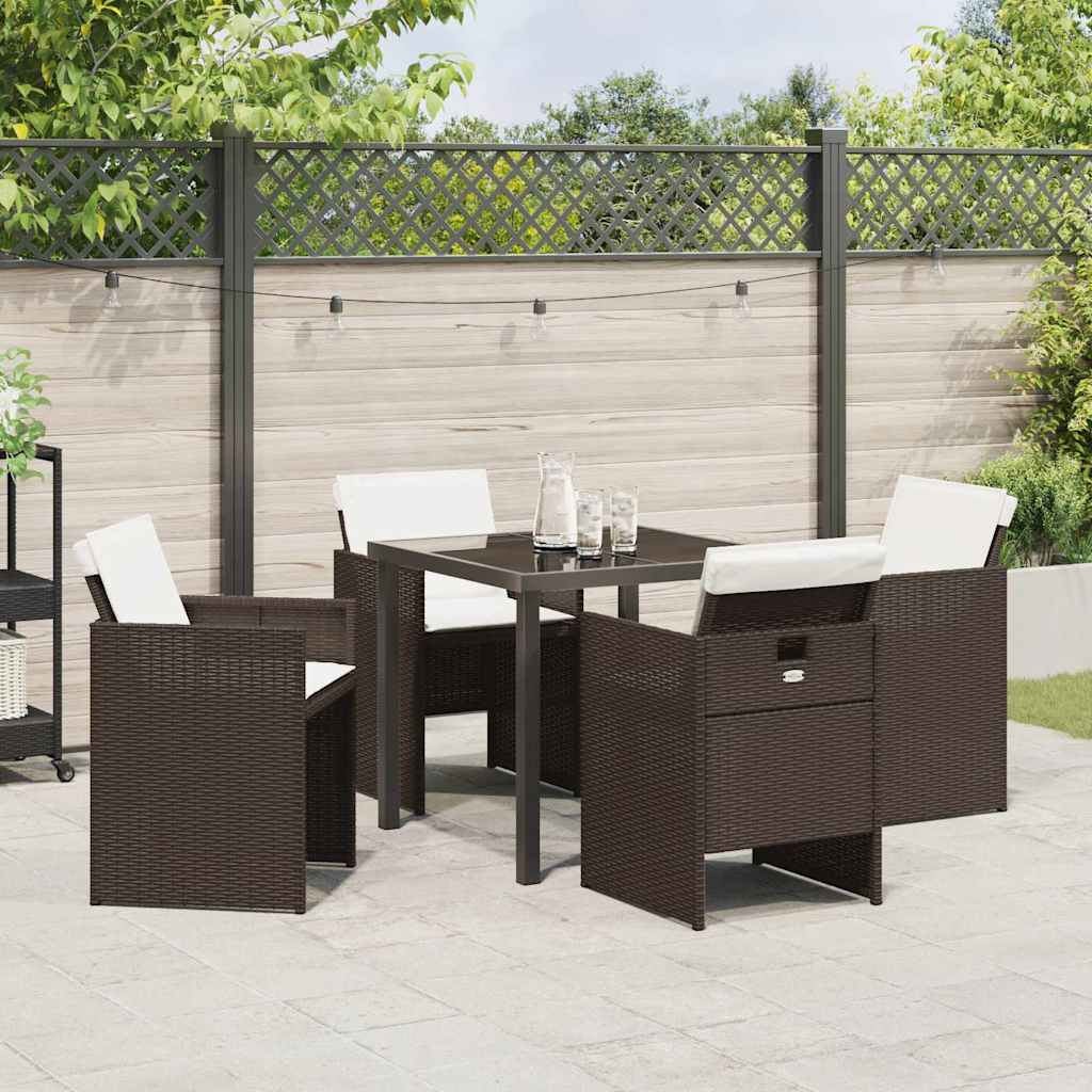 Conjunto de Comedor de Jardín 5 pcs Marrón ratán sintético