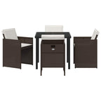 Conjunto de Comedor de Jardín 5 pcs Marrón ratán sintético