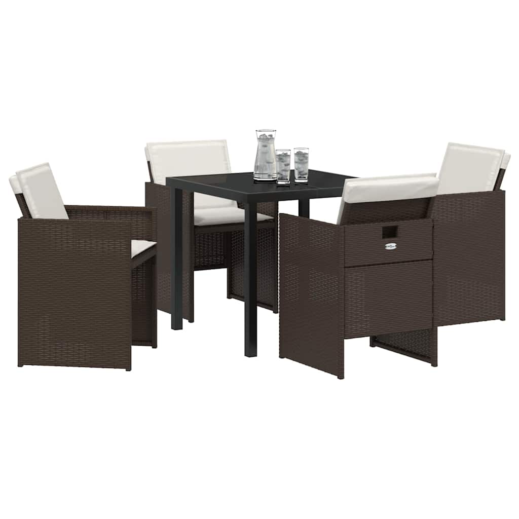 Conjunto de Comedor de Jardín 5 pcs Marrón ratán sintético