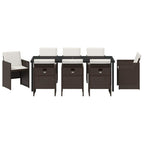 Conjunto de Comedor de Jardín 9 pcs Marrón ratán sintético