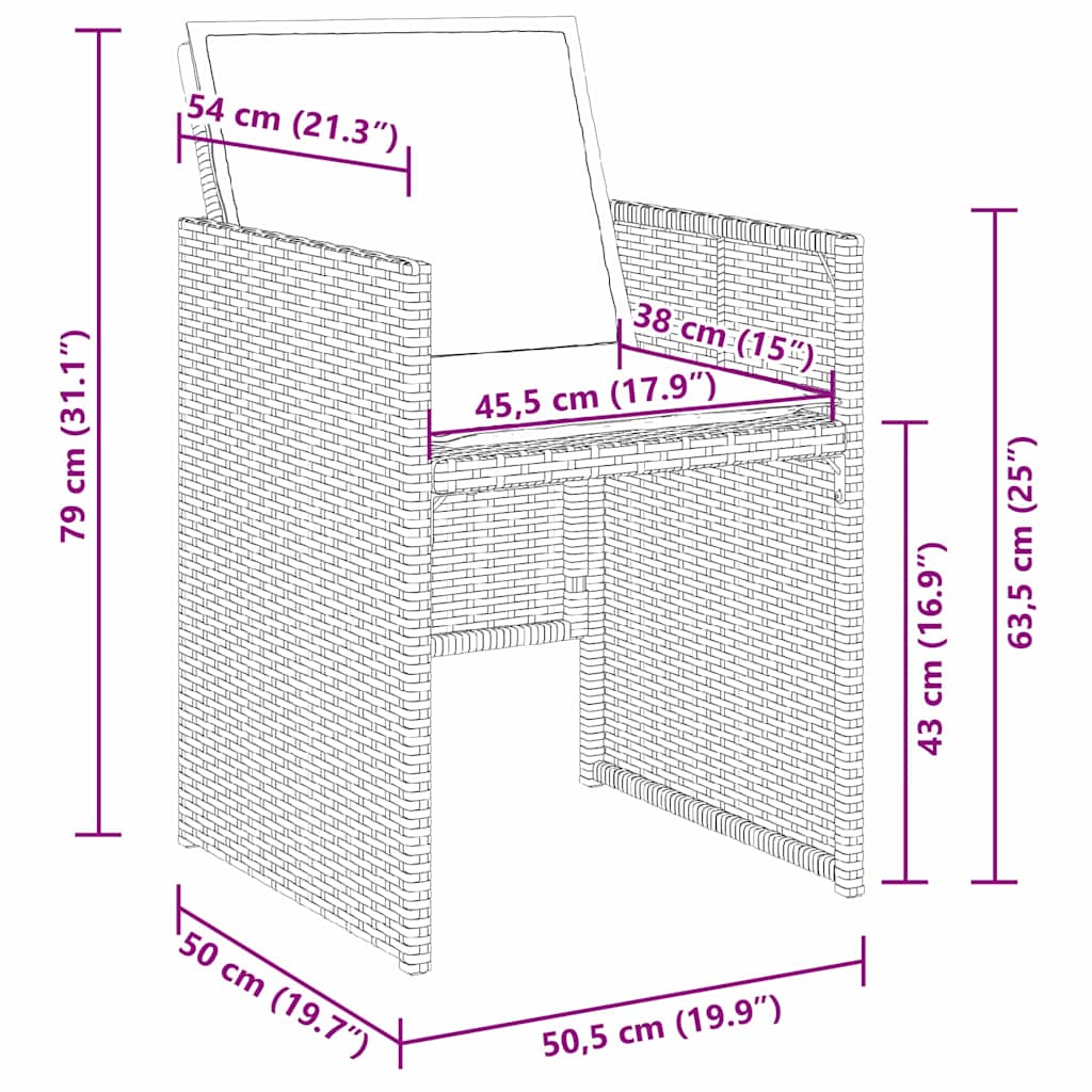 Conjunto de Comedor de Jardín 9 pcs Marrón ratán sintético