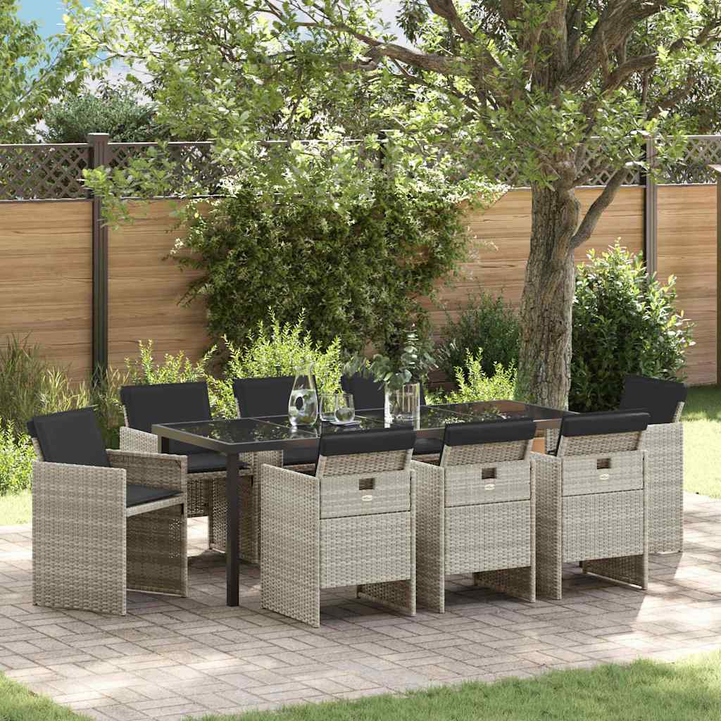 Conjunto de Comedor de Jardín 9 pcs Gris