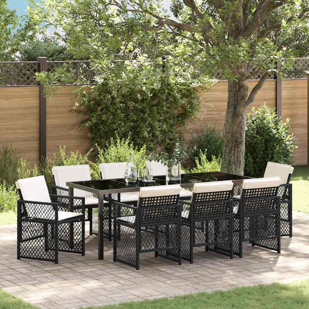 Conjunto de Comedor de Jardín 9 pcs Gris Claro ratán sintético
