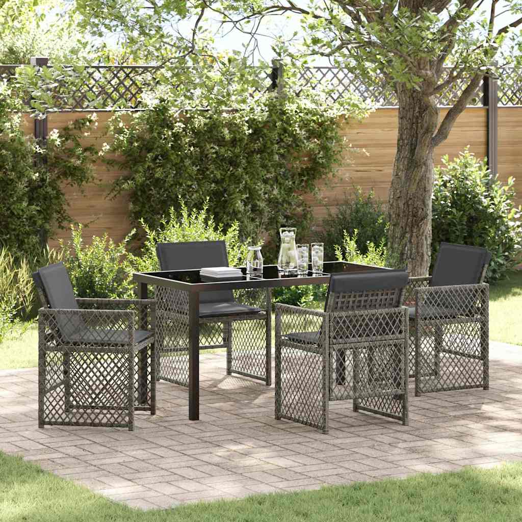 Conjunto de Comedor de Jardín 5 pcs Beige ratán sintético