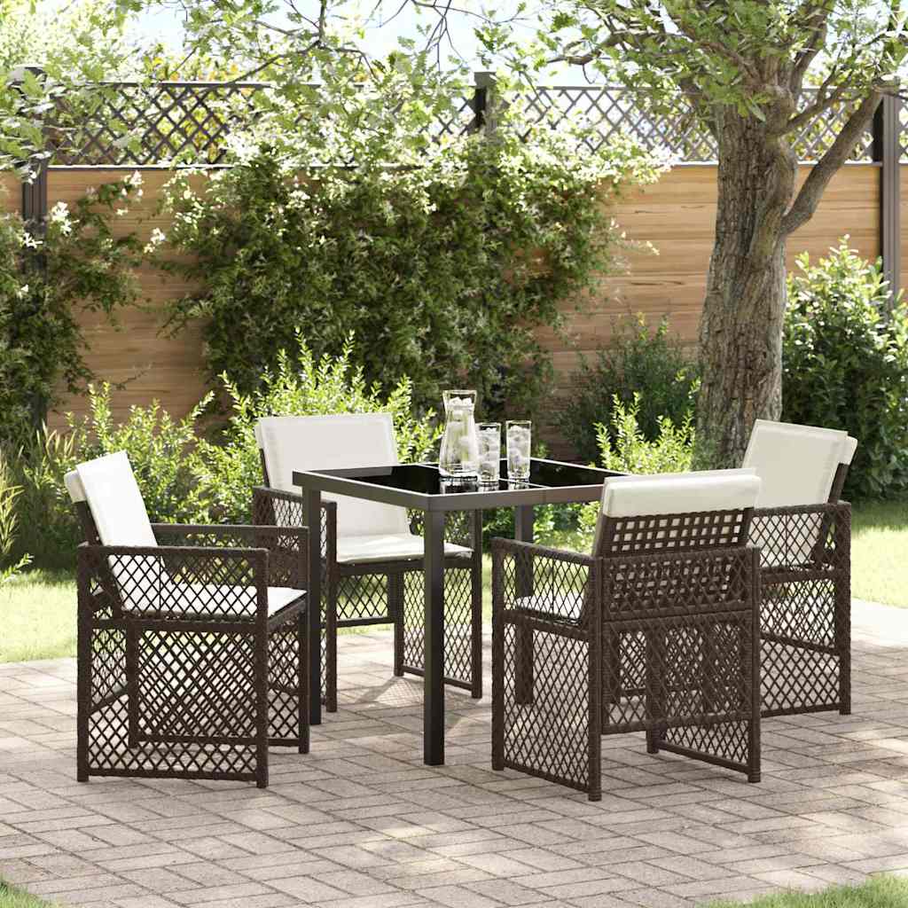 Conjunto de Comedor de Jardín 5 pcs Beige ratán sintético