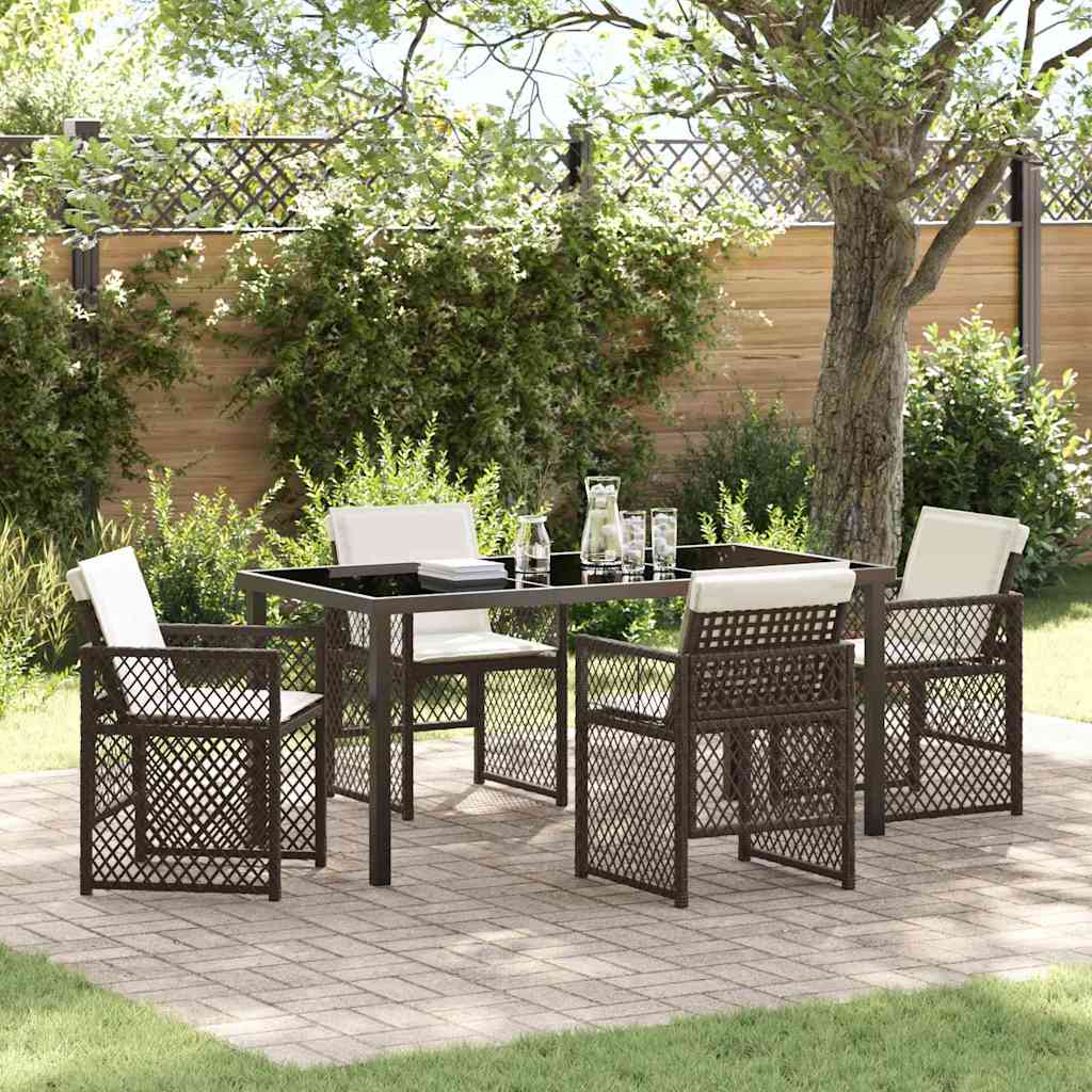 Conjunto de Comedor de Jardín 5 pcs Beige ratán sintético