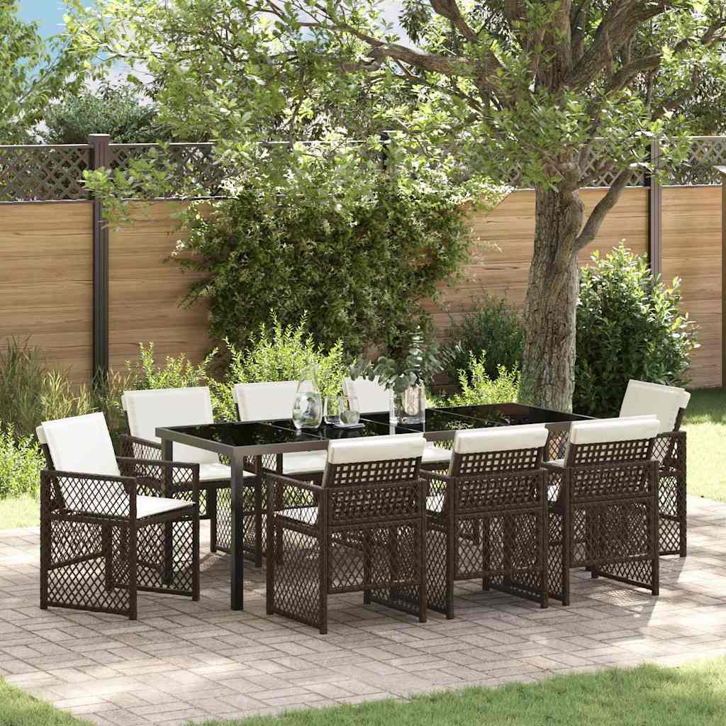 Conjunto de Comedor de Jardín 9 pcs Gris Claro ratán sintético