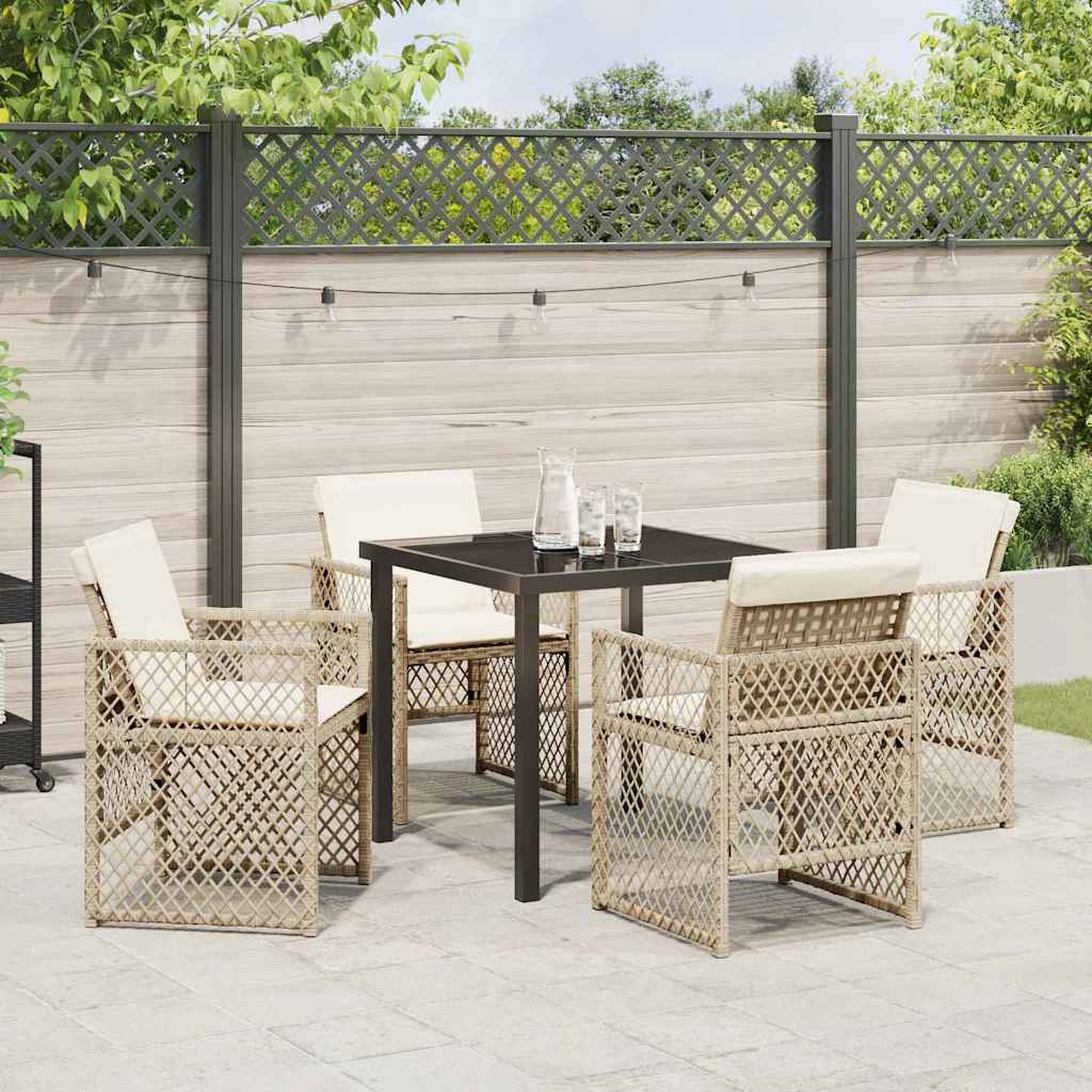 Conjunto de Comedor de Jardín 5 pcs Beige ratán sintético