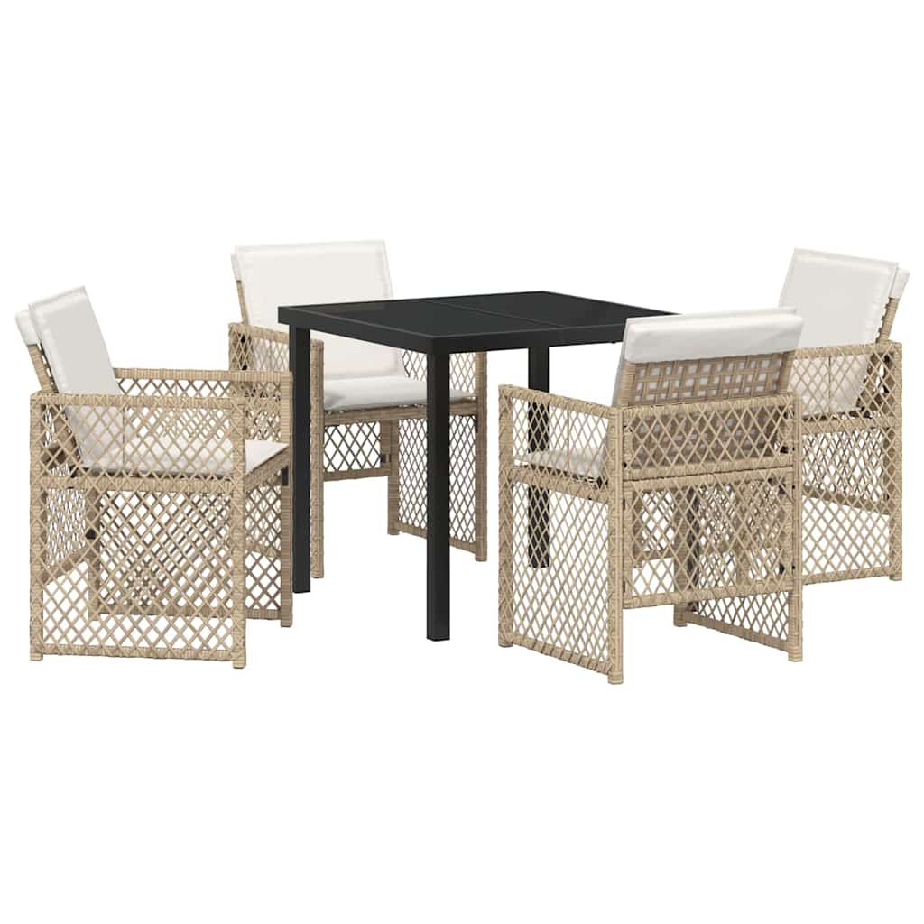 Conjunto de Comedor de Jardín 5 pcs Beige ratán sintético