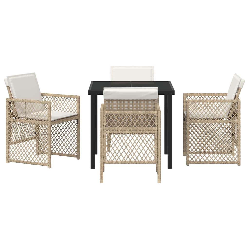 Conjunto de Comedor de Jardín 5 pcs Beige ratán sintético