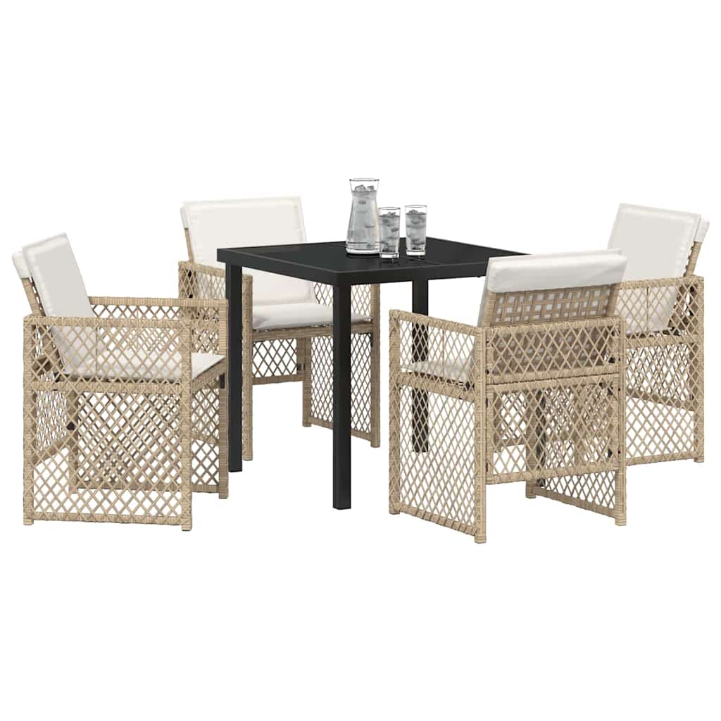 Conjunto de Comedor de Jardín 5 pcs Beige ratán sintético