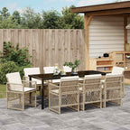 Conjunto de Comedor de Jardín 9 pcs Beige ratán sintético
