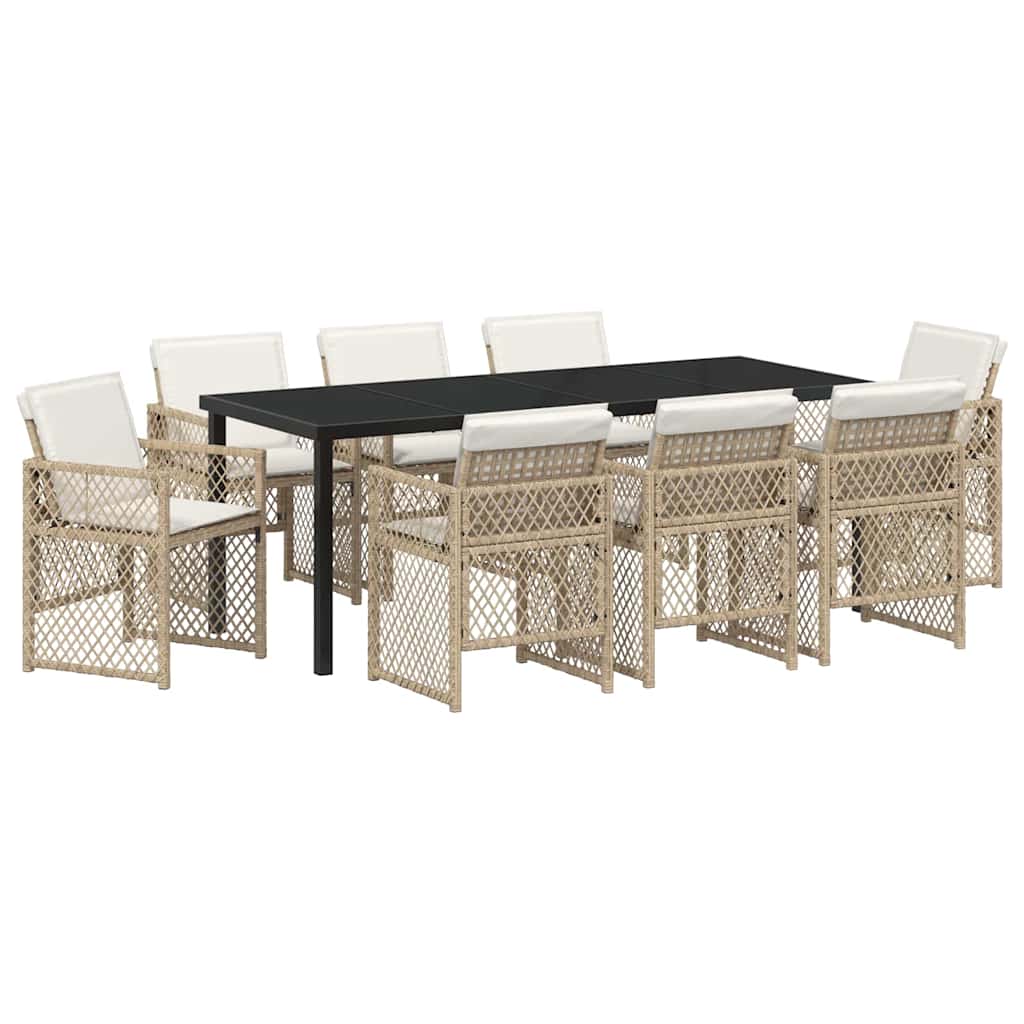 Conjunto de Comedor de Jardín 9 pcs Beige ratán sintético