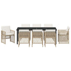 Conjunto de Comedor de Jardín 9 pcs Beige ratán sintético
